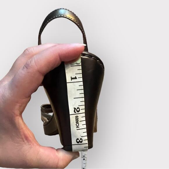 Naturalizer | Strappy Brown‎ Gold Bronze Leather Wedge Sandals Heel size 9.5 - Picture 9 of 9